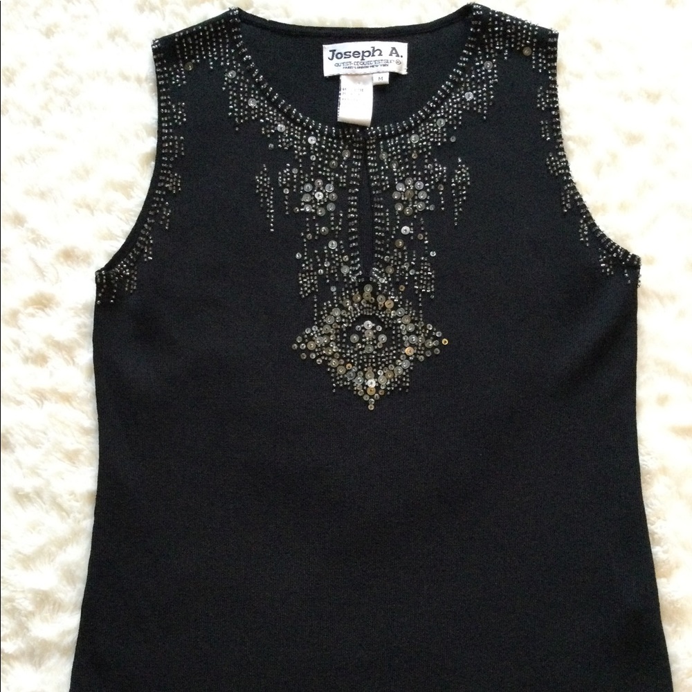 ๐2xHP!๐ VINTAGE | Joseph A. | Exquisite Beaded Sequin Sleeveless Top - Picture 5 of 15